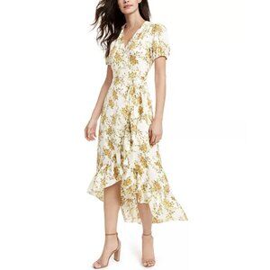 LEYDEN V-Neck Short Sleeve Floral‎ Wrap Midi Dress Size XS